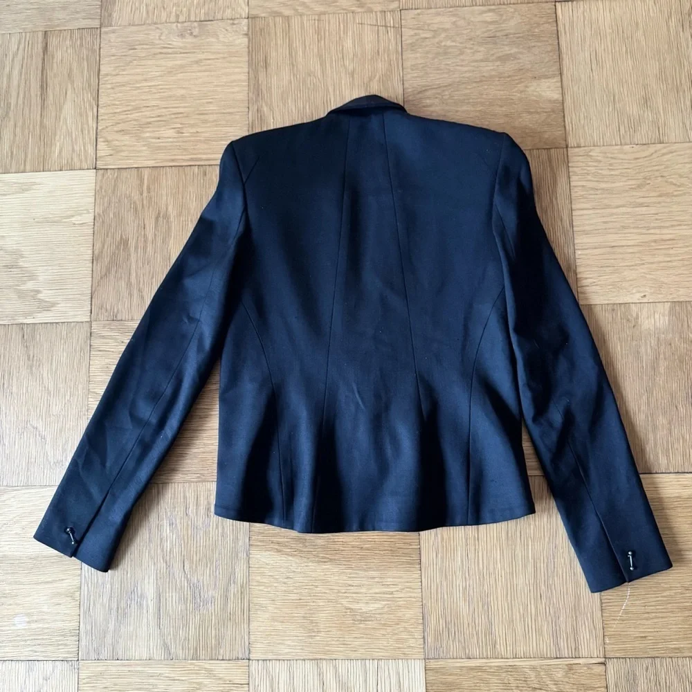 Helmut Lang Black Blazer Suit Jacket Structured Barbell Wool Silk Size 0